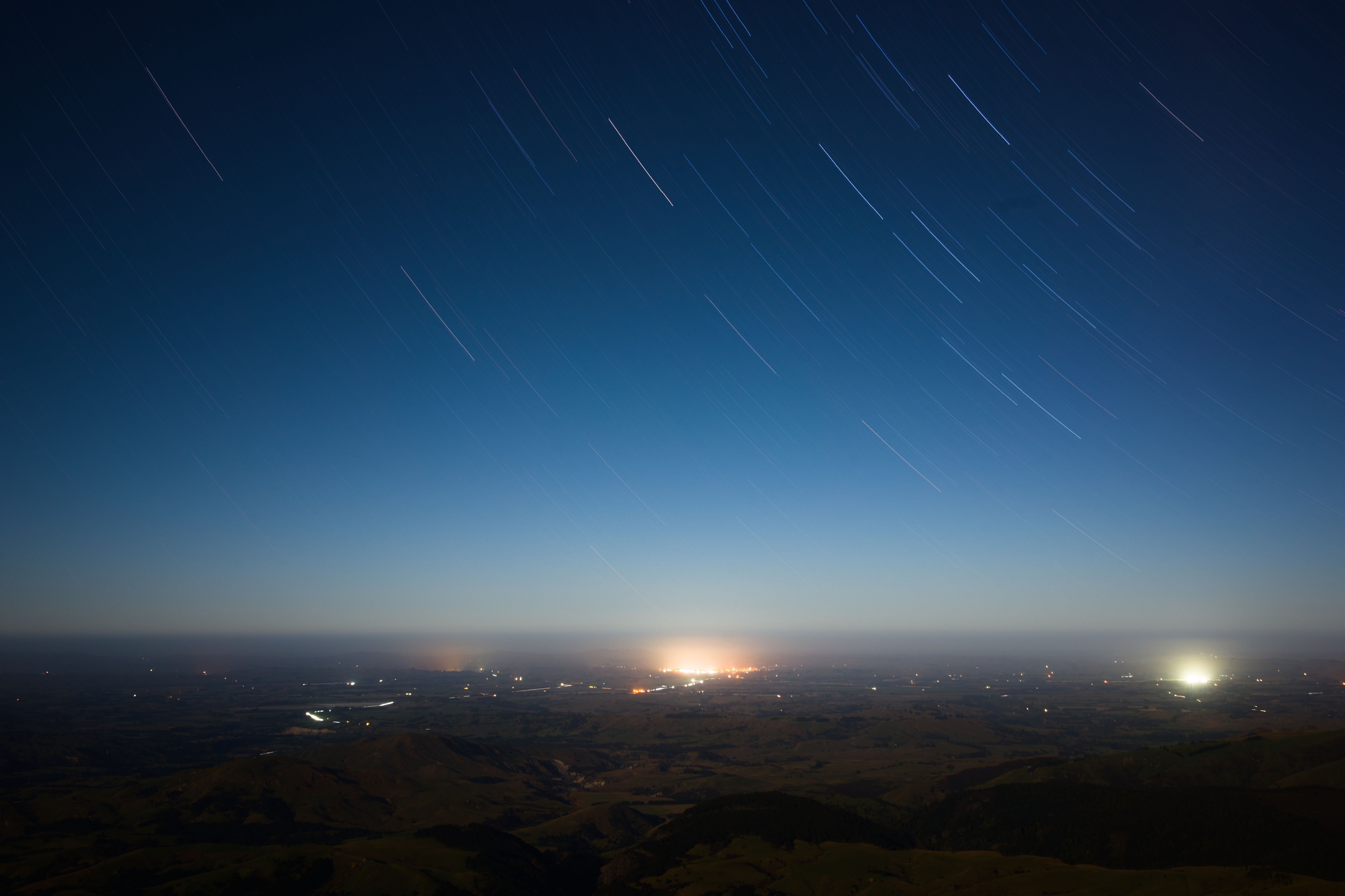 Night sky looking down from the mountain